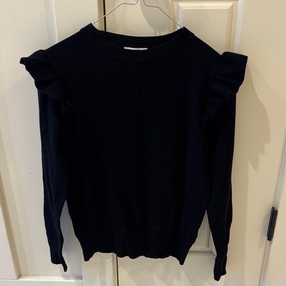 Vila Milano Sweaters - Chic‎ Black Ruffle Sleeve Sweater
